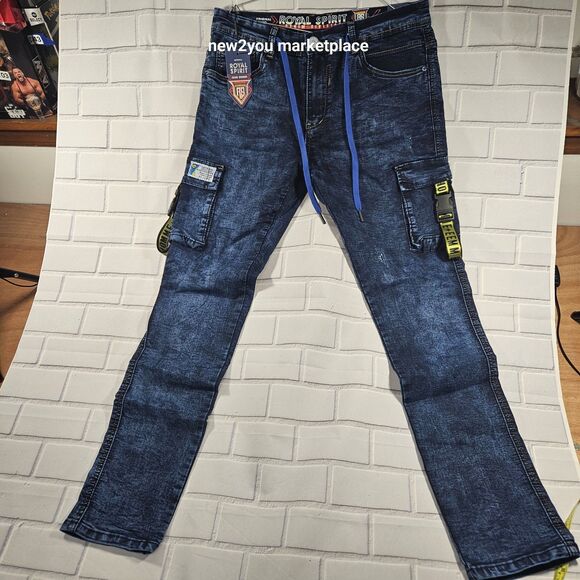 Men's Royal Spirit Denim Blue Jeans Size 34 shoestring waistband New - Picture 9 of 16